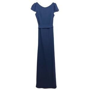 Ceremony By Joanna August Blue Chiffon Cap Sleeve Dress